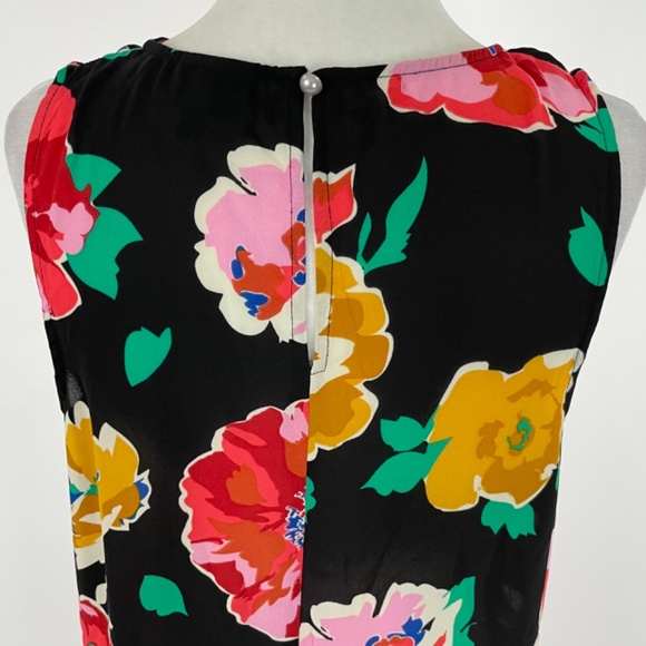 Who What Wear Floral Print Sleeveless Blouse Tank Top Black Multi Size Small - Picture 11 of 15